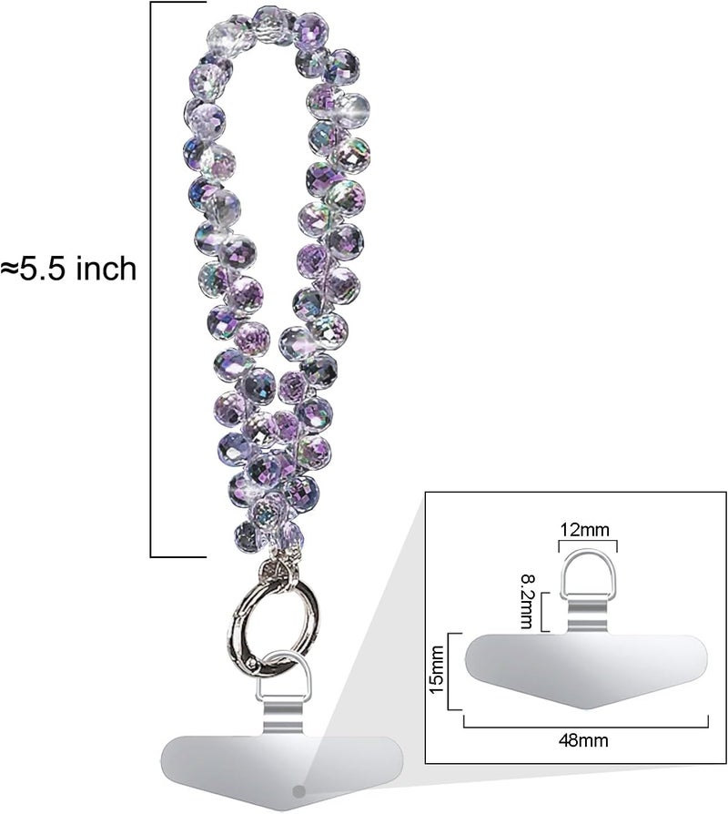 TENOC Beaded Phone Wrist Strap, Cellphone Lanyard Chain, Sparkling Wristlet Bracelet for Women, Purple - Image 2